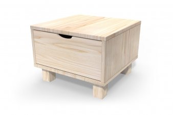 Wooden bedside table Cube + drawer