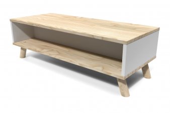 Mesa de centro rectangular escandinava madera y blanco Viking