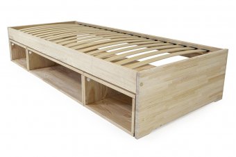 Bed 90x200 1 place storage Cube wood Maël