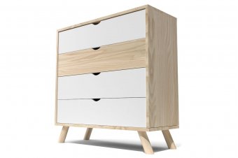 Scandinavian Viking chest of drawers natural wood and white