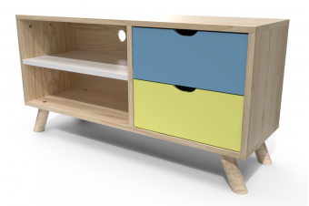 Mueble de TV escandinavo madera Azul Amarillo Blanco Viking