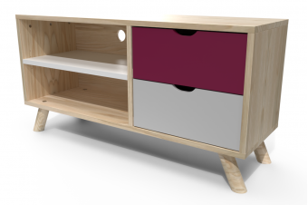 Mueble de TV escandinavo madera Gris Ciruela Blanco Viking