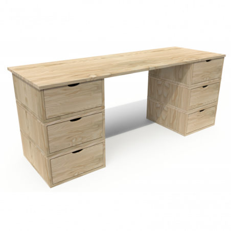 Cube desk long 6 drawers