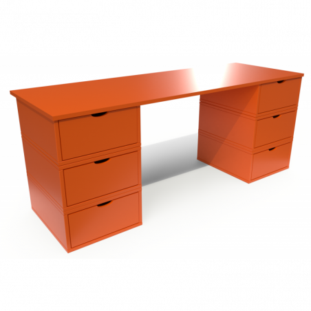 Cube desk long 6 drawers