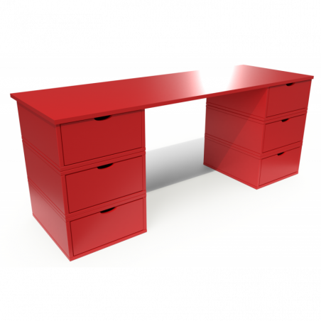 Cube desk long 6 drawers