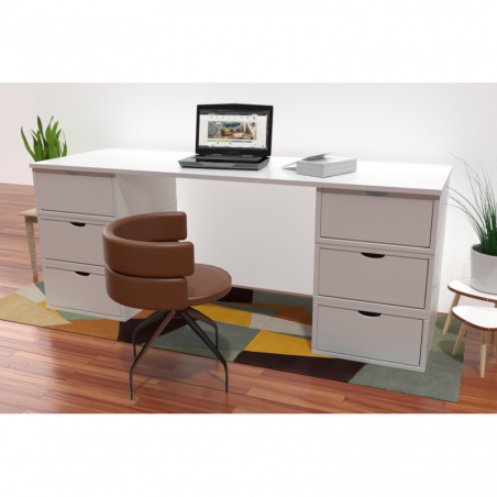 Bureau Cube long 6 tiroirs