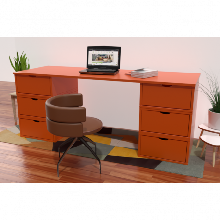 Cube desk long 6 drawers