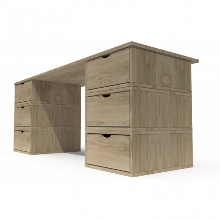 Bureau Cube long 6 tiroirs