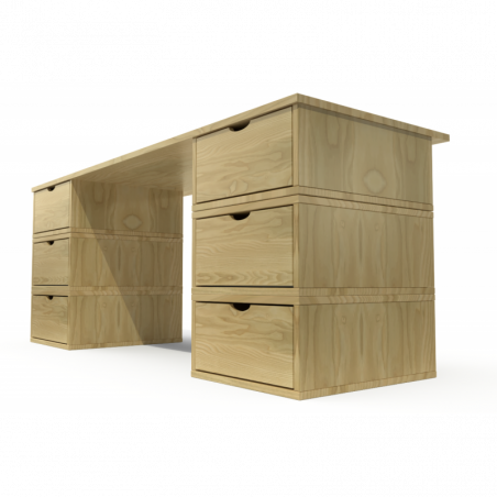 Bureau Cube long 6 tiroirs