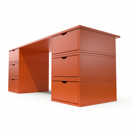 Bureau Cube long 6 tiroirs