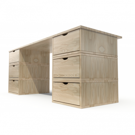 Bureau Cube long 6 tiroirs