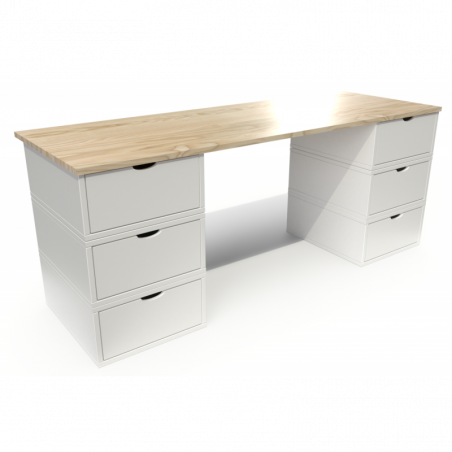 Bureau Cube long 6 tiroirs