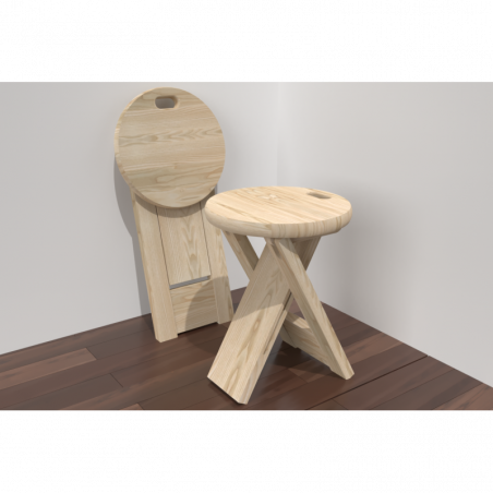 Wooden folding stool