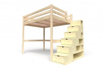 Wooden mezzanine bed with cube staircase Sylvia