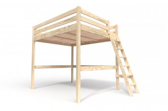 Mezzanine bed wood with ladder Sylvia