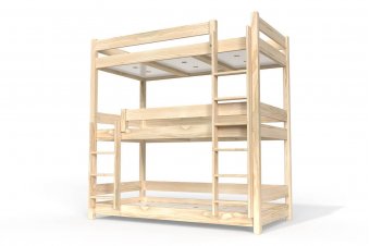 Bunk Bed ABC 3 places in solid wood 90x190