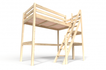 Cama de entrepiso madera con escalera empinada Sylvia