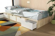 Letto singolo effetto legno e antracite con cassetti 90x200 LI35