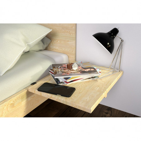 Bedside table with wooden shelf to hang up