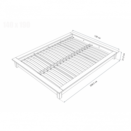 Lit futon Solido bois Massif - 2 places