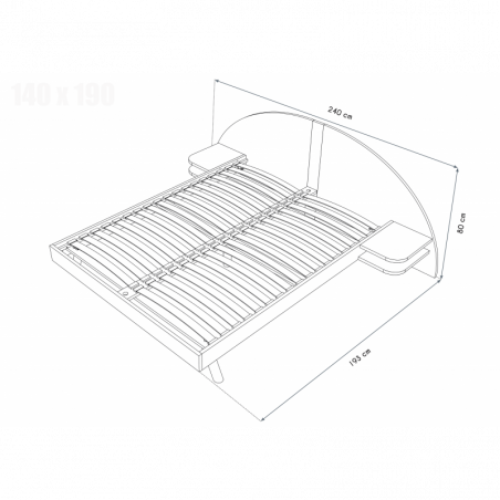 Lit adulte ARC bois avec tête et chevets intégrés