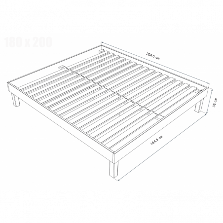 Lit confort grande taille 180x200 cm bois