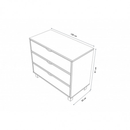 Cube Bedside cabinet with 3 drawers