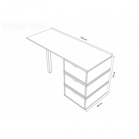 Cube desk 3 drawers