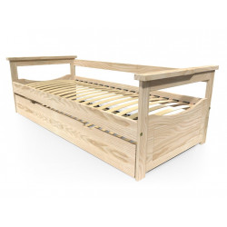 Ausziehbares bett 80x190 Topaze aus Massivholz