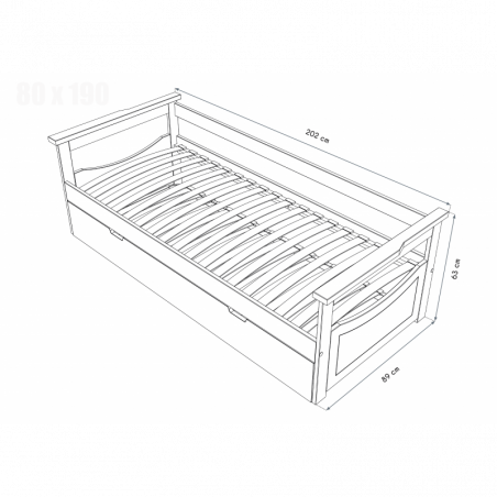 Lit gigogne topaze 80x190cm