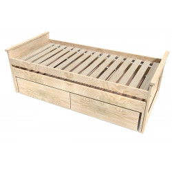 Wooden Trundle bed 90x200 Maxi + drawers