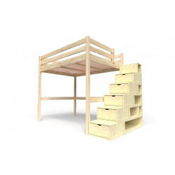 Wooden mezzanine bed with cube staircase Sylvia - 90x200