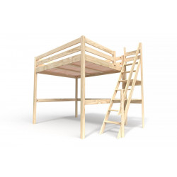 Wooden Mezzanine Bed with Sylvia milling stairs - 140x200