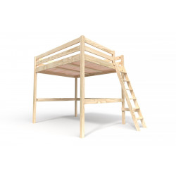 Mezzanine bed wood with ladder Sylvia - 140x200