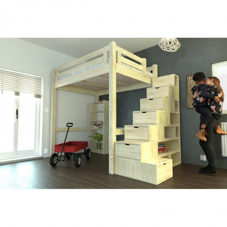 Lit Mezzanine Alpage & escalier cube