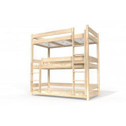 Bunk Bed 3 places 90x190 in solid wood ABC