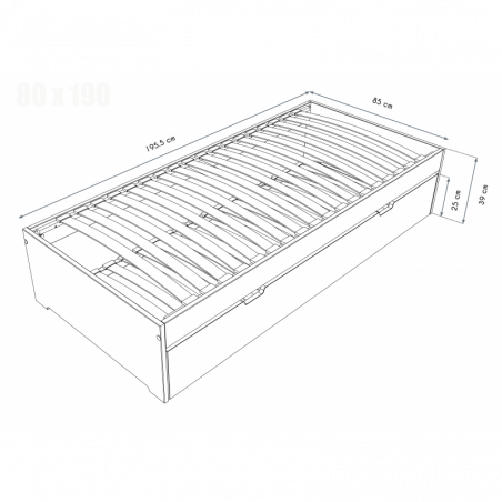 Lit gigogne Malo 90x190 cm