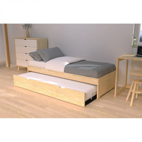 Children bed  Maël with block storage Wood