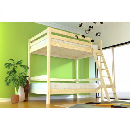 Bunk Bed 2-seater double for adults ladder wood Sylvia