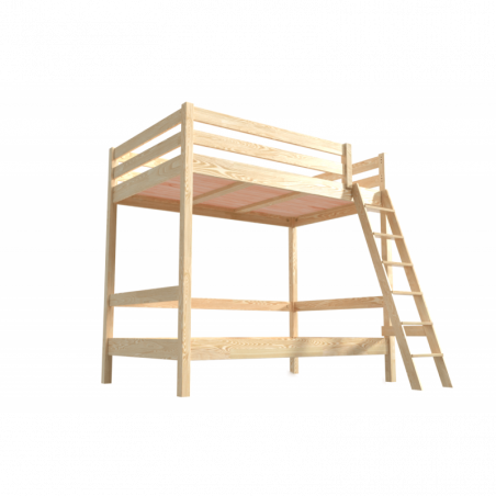 Bunk Bed 2-seater double for adults ladder wood Sylvia