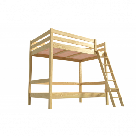 Bunk Bed 2-seater double for adults ladder wood Sylvia