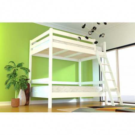 Cama litera adultos 2 plazas doble escalera madera Sylvia