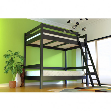 Bunk Bed 2-seater double for adults ladder wood Sylvia