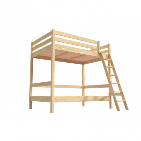 Bunk Bed 2-seater double for adults ladder wood Sylvia