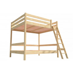 Bunk Bed 2-seater 140x200 double for adults ladder wood Sylvia