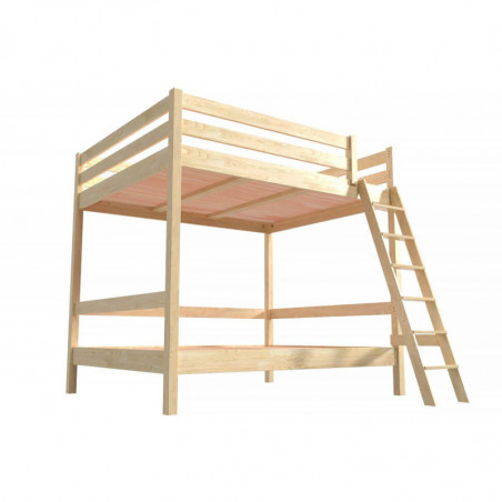 Cama litera adultos 2 plazas doble escalera madera Sylvia