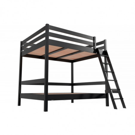 Bunk Bed 2-seater double for adults ladder wood Sylvia