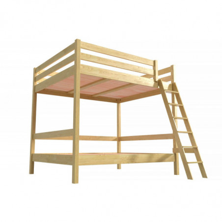 Bunk Bed 2-seater double for adults ladder wood Sylvia