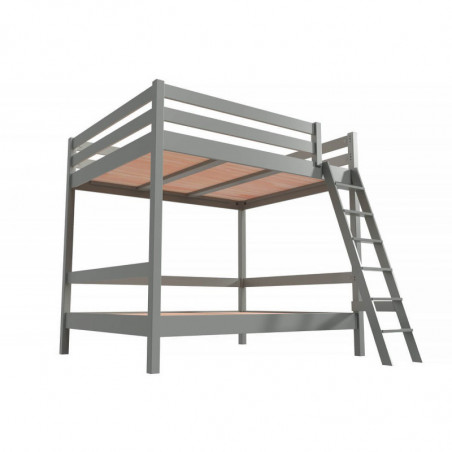 Cama litera adultos 2 plazas doble escalera madera Sylvia