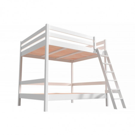 Cama litera adultos 2 plazas doble escalera madera Sylvia